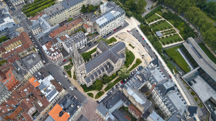 Pyrenees City Pau and Church from drone