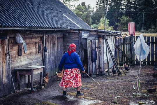 Self settler woman in Kupovate village located in Chernobyl exclusion area, Ukraine