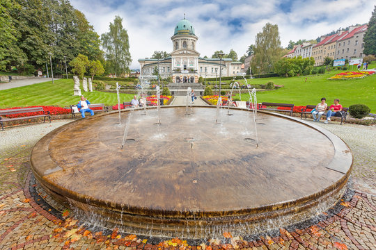 Ladek Zdroj, Poland - September 20, 2014: Park in Ladek Zdroj, one of the oldest health resorts in Europe, surrounded by mountains and located in the southern part of Poland.