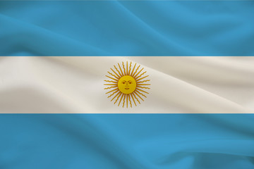 national flag of Argentina on delicate silk with wind folds, travel concept, immigration, politics