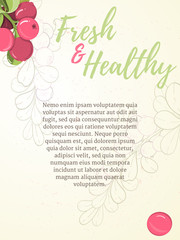 Card of cranberry on light background