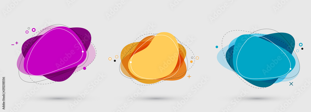 Poster set of abstract modern graphic elements. gradient abstract banners flowing liquid shapes.