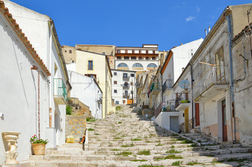 Acerenza, Italy, 09/17/2017. A small street among the houses of an old town in southern Italy