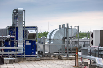 External infrastructure of the microclimate support system at a large industrial site. Air...