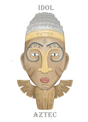 Aztec hawaii wooden idol icon. Cartoon of aztec hawaii idol icon for web design isolated on white background Colorful watercolor boho tribal clip art