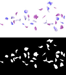 3D illustration of a flower petals flow with alpha layer