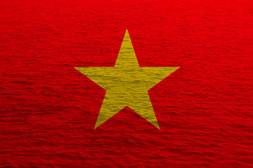 national flag of Vietnam on pleated silk, a symbol of vacation, immigration, politic