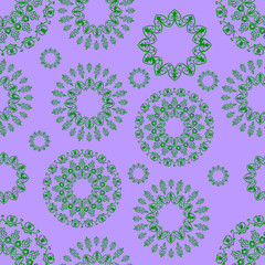 Fototapeta na wymiar Seamless pattern with oriental ornaments on a purple background.