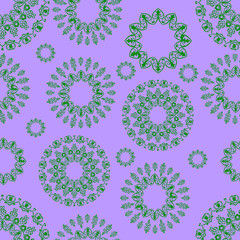    Seamless  pattern with oriental ornaments on a purple background.
