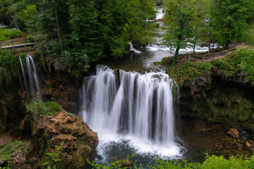 Fototapeta na wymiar Waterfall on Korana river and fairytale village of Rastoke, Slunj, Croatia