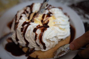 big cookie with cream and chocolate