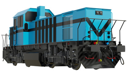 Freight train locomotive. Isolated white background. 3d rendering.