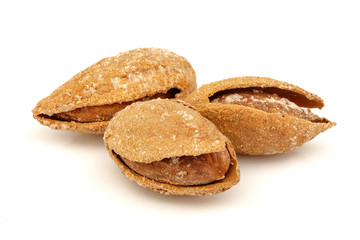 Shelled roasted almonds with salt.