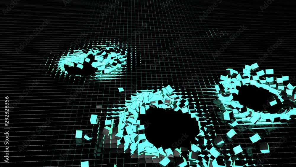 Poster the rapid movement of particles in the form of cubes forms various structures. force field.