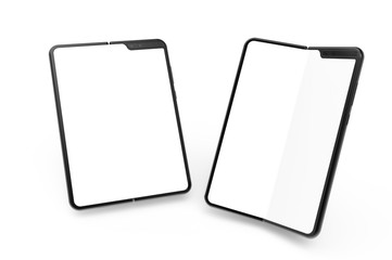 Folding Smart phone empty screen view on the white background