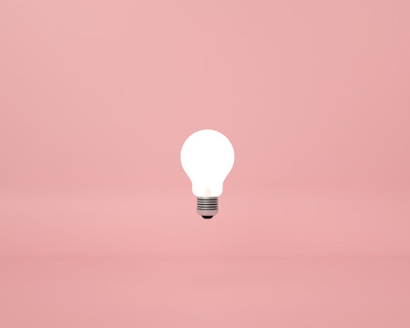 difference Lightbulb floating on pink background. minimal creative idea concept. 3D render.