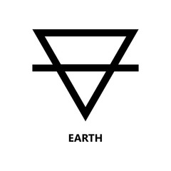 Symbol of nature element, icon. Earth. Black triangular sign. Vector illustration on white background.