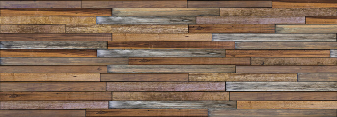 Panorama wood wall background. Abstract wooden texture banner with copy space for text or wallpaper.