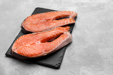 Two slices of red fish salmon