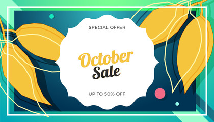 October sale banner colorful design. Vector illustration template