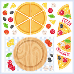 Pizza maker. Educational game for preschool kids. Cut and glue. Paper craft