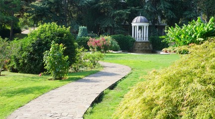 Park path and gazebo