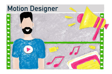 Motion designer vacancy, job search, banner illustration