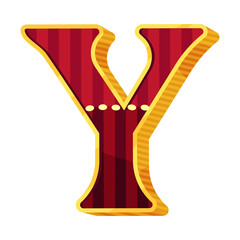 Letter Y in circus style. Vector illustration on a white background.