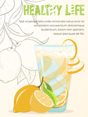 Glass of lemonade and lemonscard