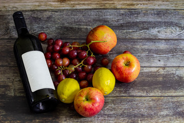 Blank Labelled Wine Bottle with Fruits on the side