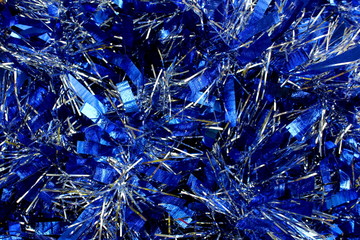 blue shiny christmas tinsel texture for decoration