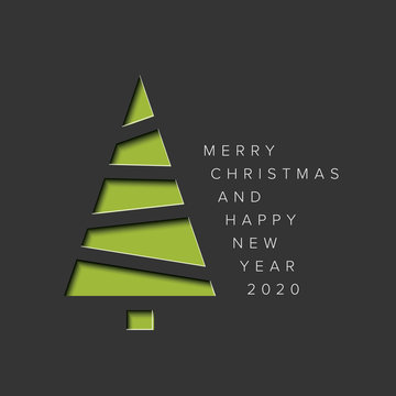 Minimalistic Christmas card with christmas tree