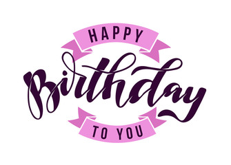 Happy Birthday to you - hand drawn lettering card poster banner invitation