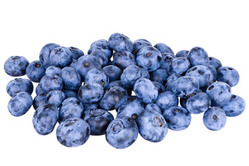 Ripe blueberries isolated on white background