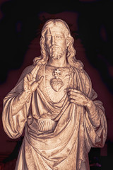 The Sacred Heart of Jesus, Catholic Christian Statue with digital filters applied