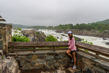 Naklejka premium Great Falls National Park on a stormy overcast day