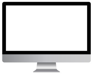 Modern gray computer with empty screen on white background. - obrazy, fototapety, plakaty