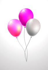 Set of Realistic Isolated Colorful Balloons on White Background