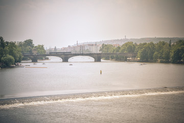 panorama of charles bridge in prague