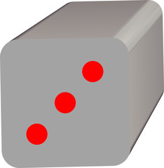 Dice game with 3D display in gray and red colors