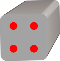 Dice game with 3D display in gray and red colors