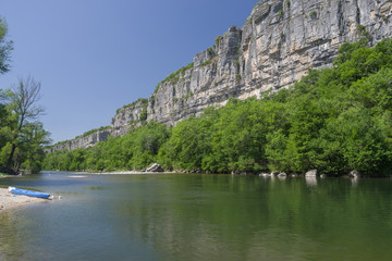 Image taken from the banks of the Ardèche and these massive gorges by canoe, France.