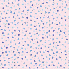 Seamless pattern with simple blue flowers illustration