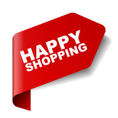 red vector banner happy shopping
