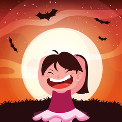 girl disguise in scene of halloween