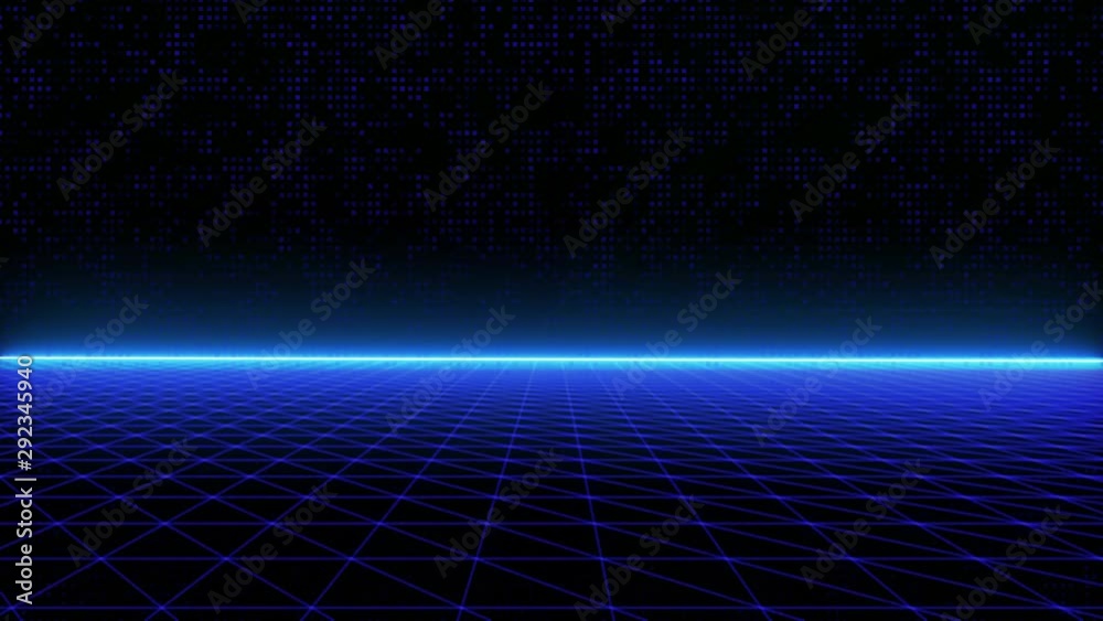 Aufkleber 4K Animation Abstract Wireframe Landscape Fly Through The Moutain Idea Graphic Motion. Glow Futuristic Geometric Structure Pattern 3D Rendering Seamless Loop Footage.