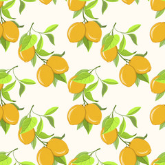 Seamless pattern of lemons on light background