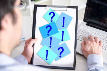 Q&a concept on a clipboard