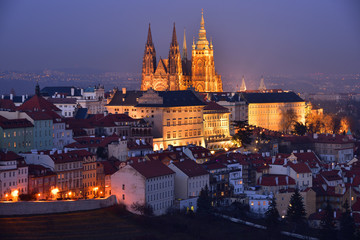 Prague Castle (Czech: Pražský hrad), St. Vitus Cathedral and part of the Lesser Town (Czech:...