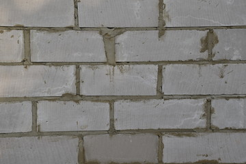 Background of old vintage dirty brick wall with peeling plaster, texture